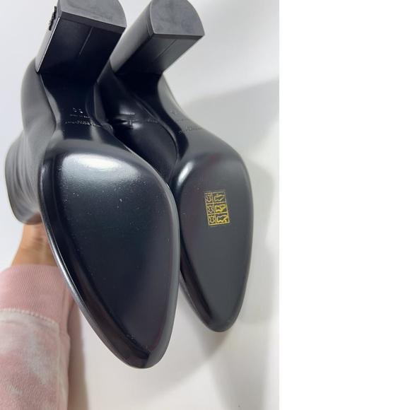 YSL Black Lou Pin Zip 70mm Nappa Leather Almond Toe Boots Booties D829 - Picture 9 of 12